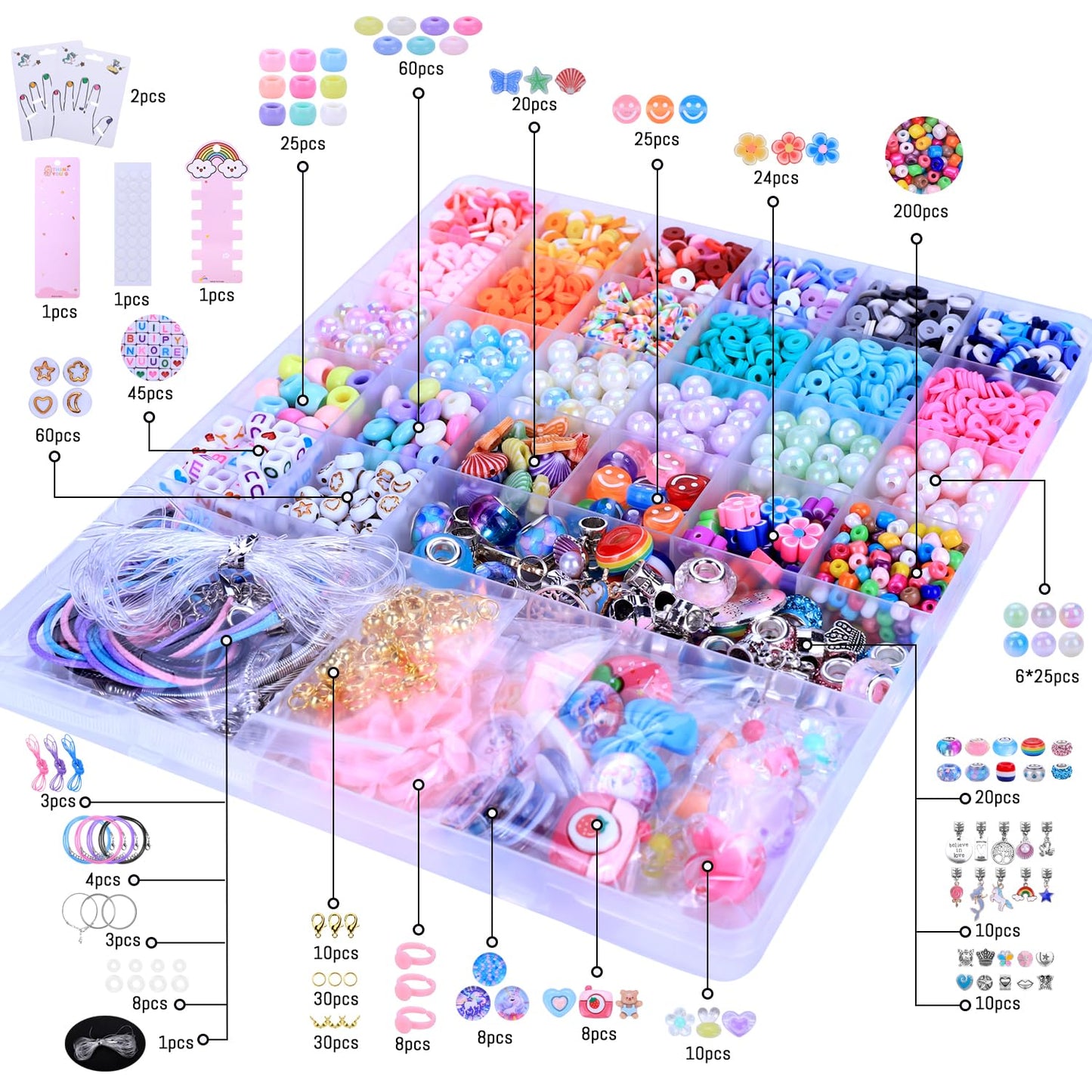 AIPRIDY 3200 Pcs Girls Toys Bracelet Making Kit, Unicorn/Mermaid Clay Beads Jewelry Activity Kit, DIY Crafts Birthday Christmas Gifts for Girls Ages 5 6 7 8 9 10 11 12 Years Old (Sapphire Blue)