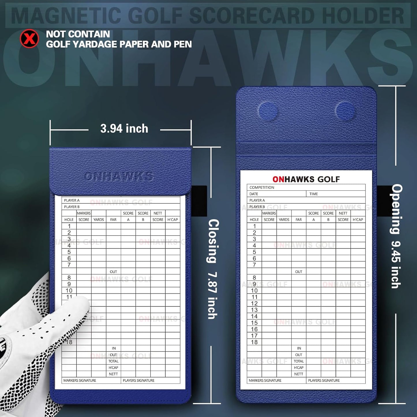 Golf Magnetic Yardage Book Cover & Leather Scorecard Clover,Golf Accessories for Men,Magnet Book Case for Back Pocket