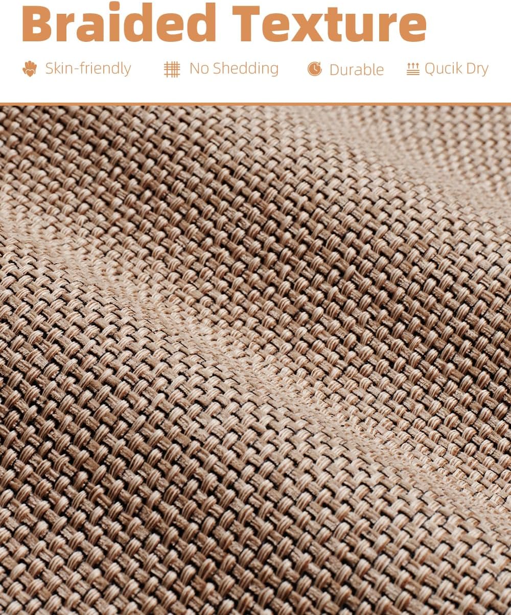 PADOOR Non-Slip Bath-Mats, Rubber-Backing Braided Absorbent Bathroom Mat, Machine Washable Thin Bathroom Rugs, Fit Under Door, Quick Dry, 24''x35'' Beige