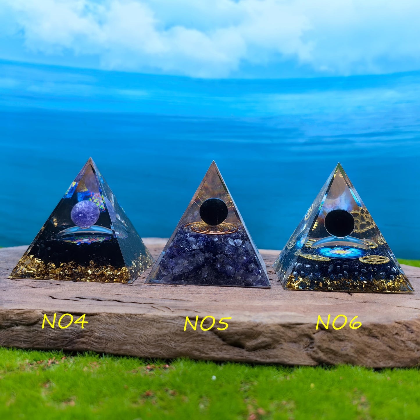 Healing Crystals Orgone Pyramid for Positive Energy, Stress Reduction, and Attracting Wealth and Luck Reduce Stress and Promote Healing with this Crystal Pyramid Home Decor (NO2,6cm)