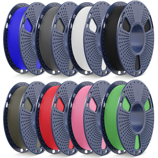 SUNLU PLA Filament Bundle 1.75mm Matte, Neatly Wound Filament, Smooth Matte Finish, 2kg in Total, 0.25kg Spool, 8 Packs, Black+W