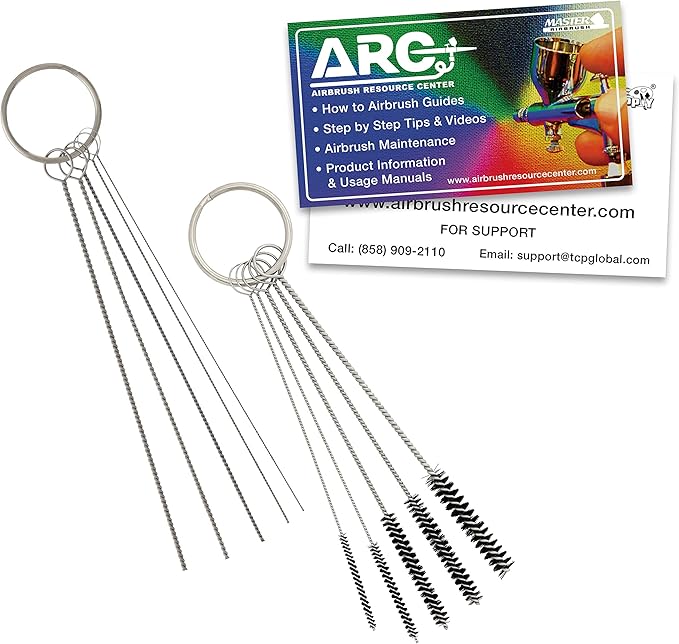 Master Airbrush Cleaning Kit 11-Piece, Airbrushing Cleaning 5 Brushes, 5 Pokers & How-to Airbrush, Cleaner Set Mini Kit