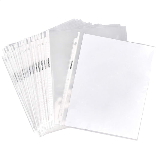 Amazon Basics Sheet Protectors for 3 Ring Binder, Heavyweight, Acid-Free, Top Loading, Polypropylene, 8.5 x 11 Inch, 500-Pack, Clear