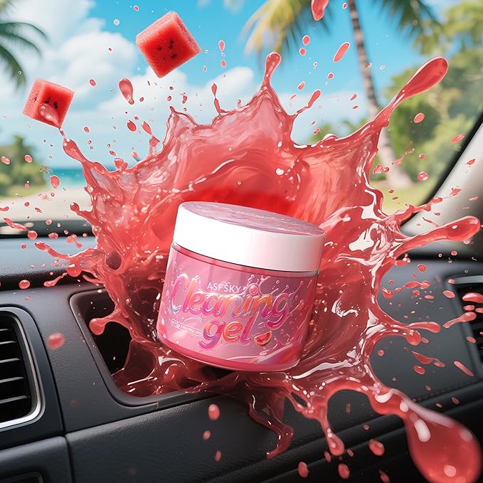 ASFSKY Car Cleaning Gel (Red,Watermelon) Cleaning Putty Universal Dust Cleaning Car Interior Cleaner Keyboard Dust Remover Car Slime Gifts for Men Women Girl Christmas Stocking Stuffers（1 Pack）