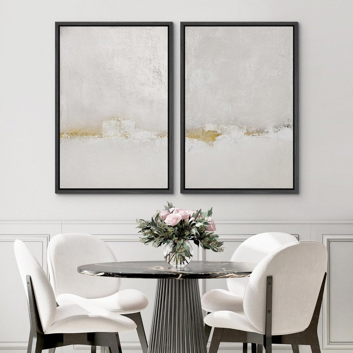 SIGNWIN Framed Canvas Print Wall Art Pastel Grunge Gray Landscape Abstract Shapes Illustrations for Living Room, Bedroom, Office - 24"x36"x2 Black