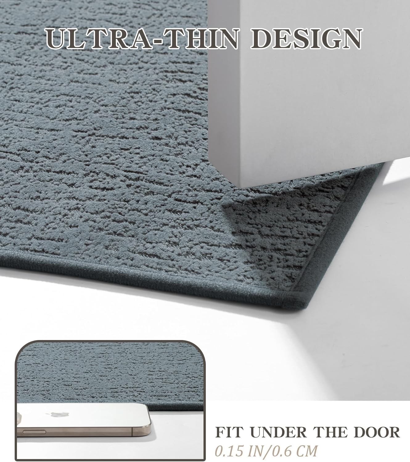 chakme Bathroom Rugs Mat U-Shaped 24x17, Ultra Thin Non Slip Bath Mat Small Quick Dry Absorbent Bath Mat for Bathroom Floor, (Light Blue, U-24"x17")