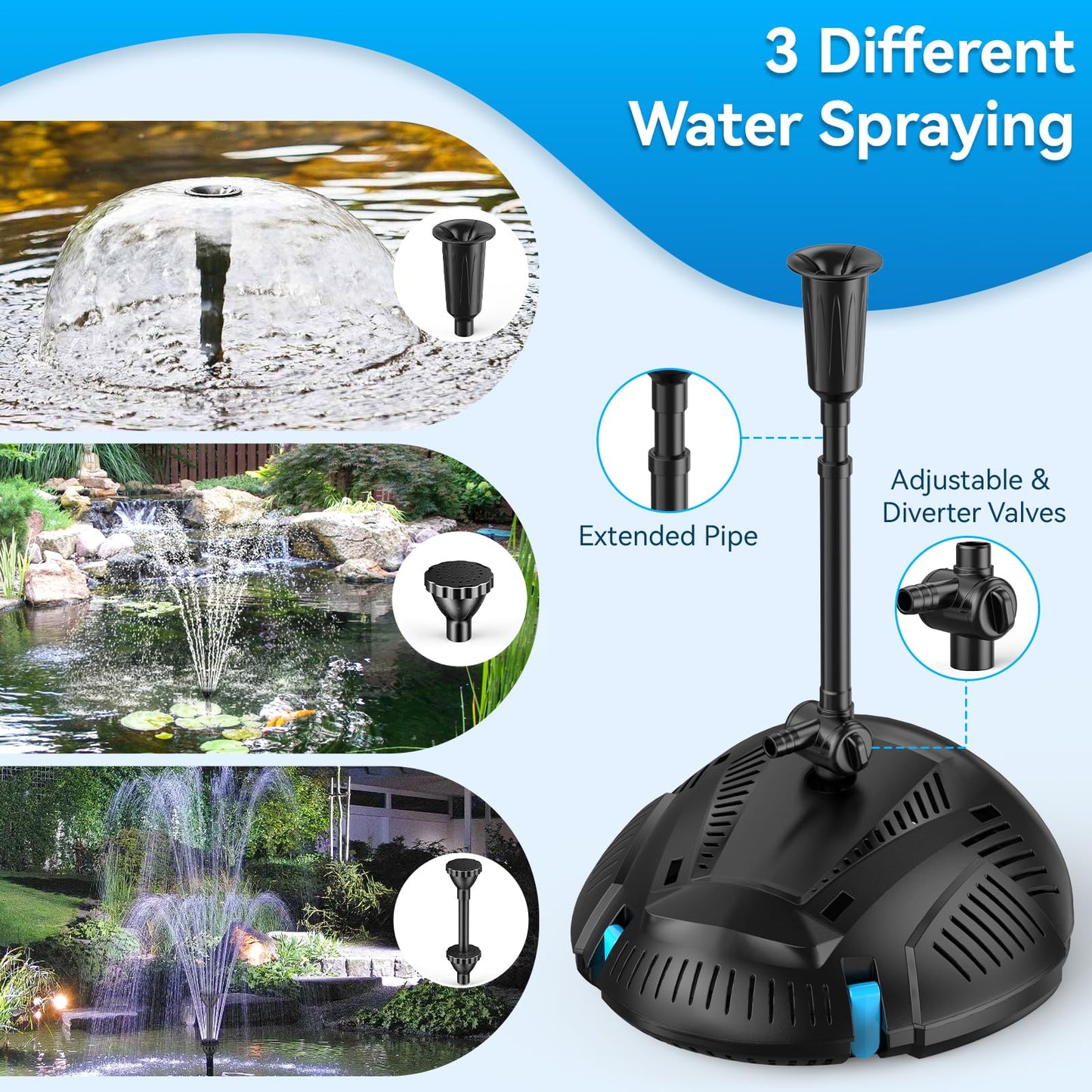 POPOSOAP Pond Filter with Pump Fountain Kits Built-in UV Clarifier, 660GPH/40W Pond Filters for Outdoor Ponds Clearing, Garden Fish Tank, Aquarium, and Add Water Features