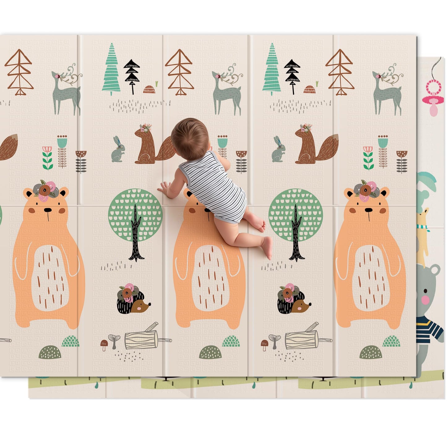 UANLAUO Baby Play Mat,71"x 79"Extra Large Playmats,Foldable Baby Play Mat for Floor,Non-Toxic Tummy Time and Crawling Playmat,Thick Foam Play Mat for Baby,Reversible Portable for Infant,Toddler