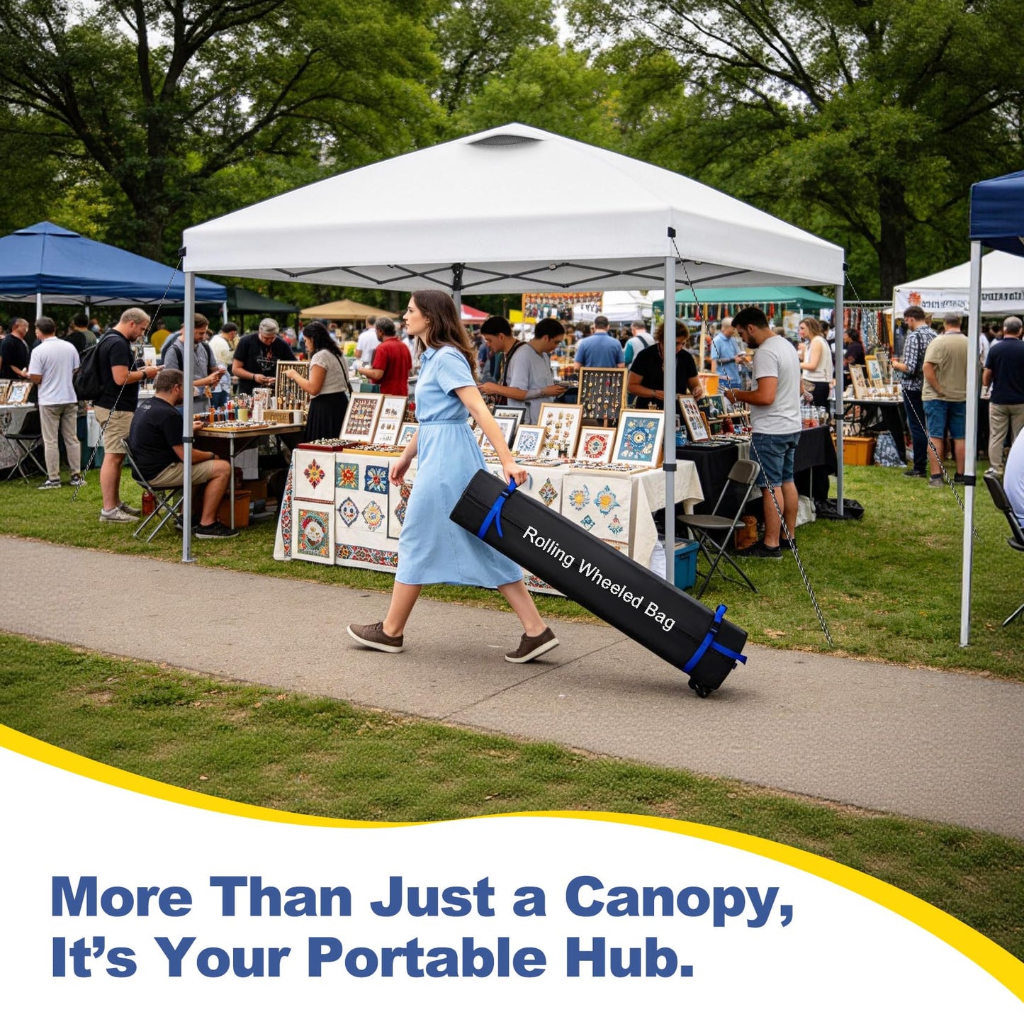 Explore Land 10x10ft Pop Up Canopy with One Push Setup Heavy Duty Outdoor Sun Shade Tent for Beach,Camping,Events,Parties(White)
