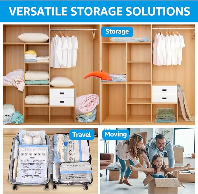 BoxLegend Vacuum Storage Bags with Hand Pump 6 Medium 19.68’’x27.56’’ Thickened Vacuum Seal Bags for Clothing Bed Sheets Pillowcases Compression Space Saving for Luggage, Backpack, Suitcase