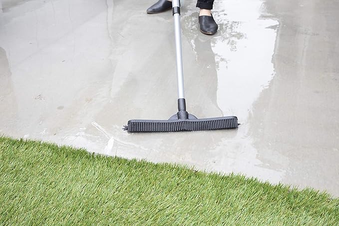 FURemover Compact Pet Hair Rubber Broom with Squeegee, with Handle That Telescopes up to 40" for Carpet, Tile and Hardwood