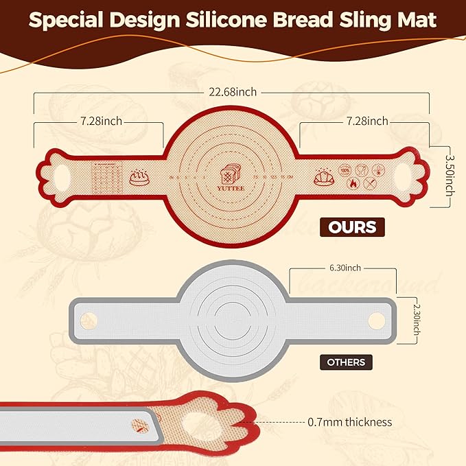 Silicone Bread Sling for Dutch Oven, 2Pcs - 6in NonStick Round Sourdough Baking Slings, Reusable Baking Cooking Transfer Mats with Long Cat-Shape Handle, Easy To Transfer Bread More Easily