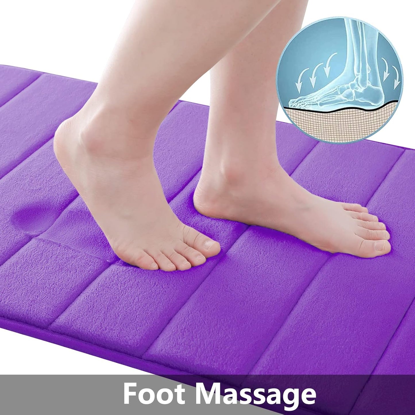 Buganda Memory Foam Bath Mat, 47" x 24", Ultra Soft and Non-Slip Bathroom Rugs, Water Absorbent and Machine Washable Bath Rug Runner for Bathroom, Shower, and Tub, Purple