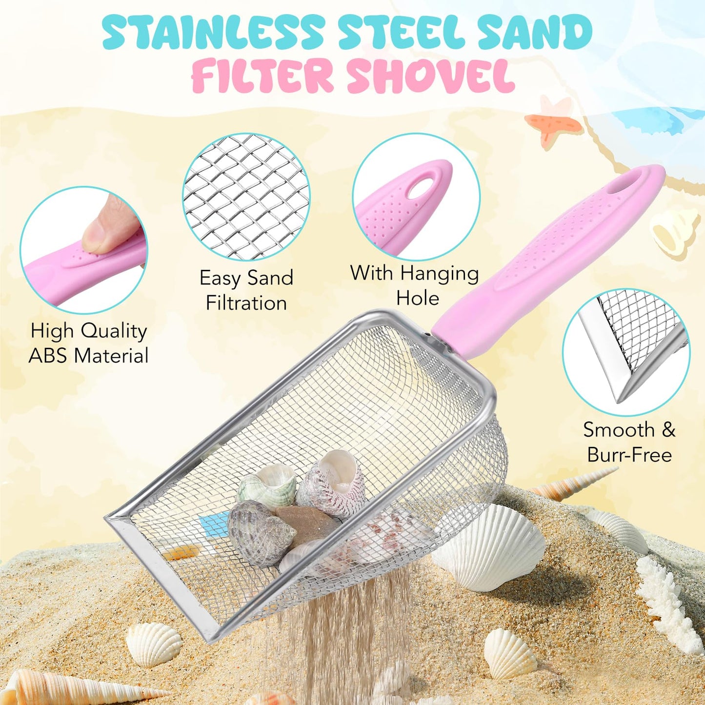 Guiqulai Summer Beach Toys Set for Kids Collapsible Sand Bucket Shovels Crab Molds Mesh Bag Outdoor Sandbox Water Play Toys for Boys Girls Travel Essential
