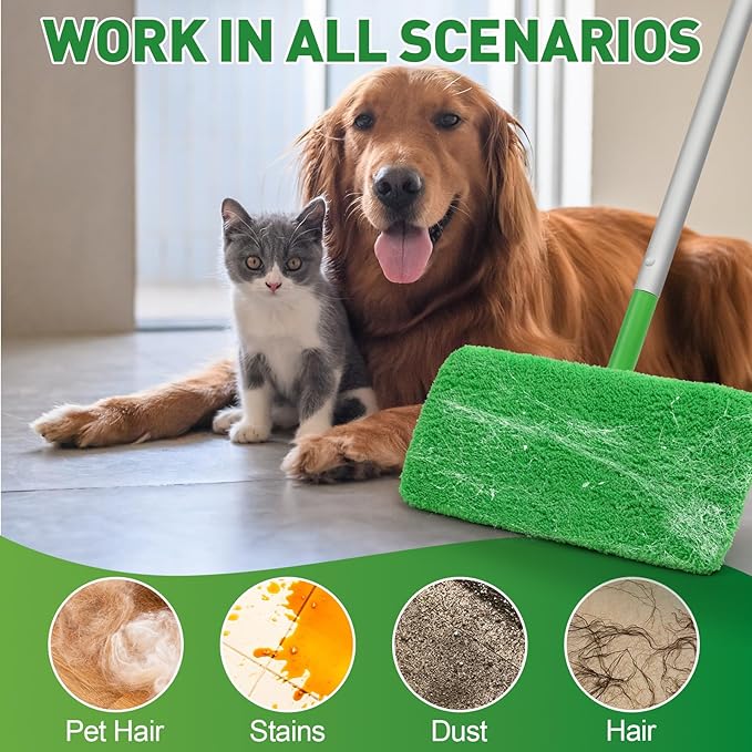 8 Pack Reusable Microfiber Mop Pads Compatible with Swiffer Sweeper, Machine Washable Microfiber Pads Refill for Wet & Dry Floor Cleaning, Mopping Pad Refills Fits Hardwood, Marble, Tile & Laminate