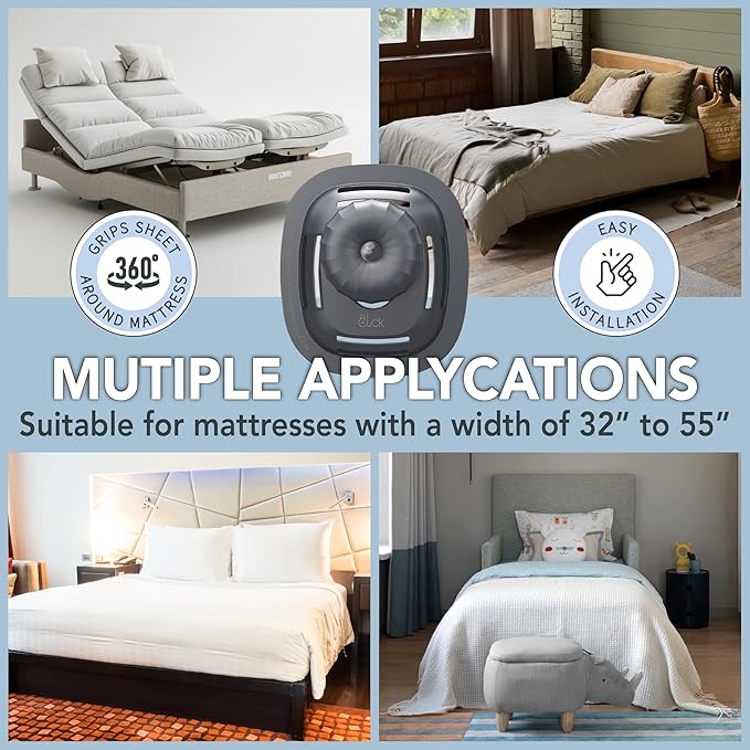 Click Sheet Holders for Adjustable Bed 4 Bedsheet Gripper Clips 2 Mattress Straps to Hold Sheets in Place, Heavy Duty Bed Sheet Fasteners for Twin, Queen & Split King, No-Slip Memory Foam Bed Lock