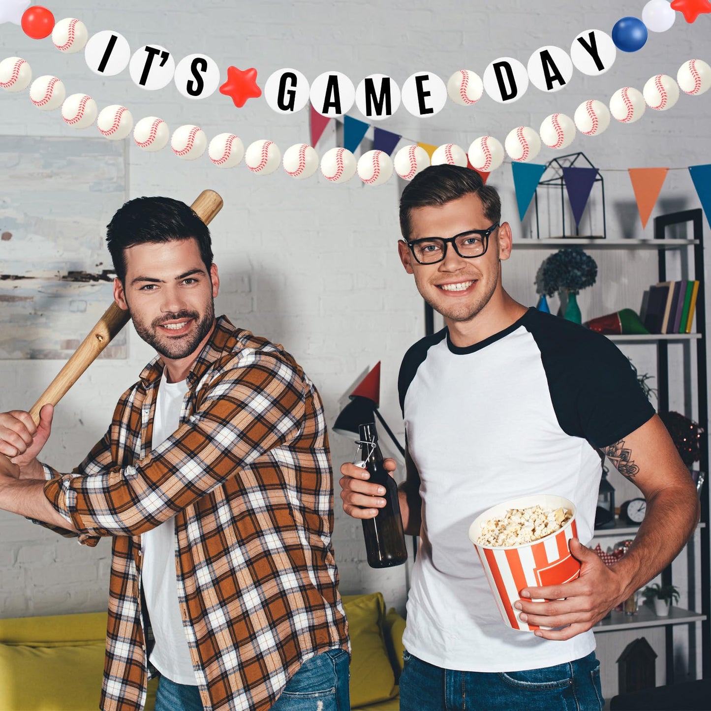 Simgoing 98 Pcs Baseball Birthday Banner Decor DIY Jumbo Friendship Bracelet Birthday Banner Kit Customizable Party Giant Garland Decoration for Baseball Sports Theme Party Decorations