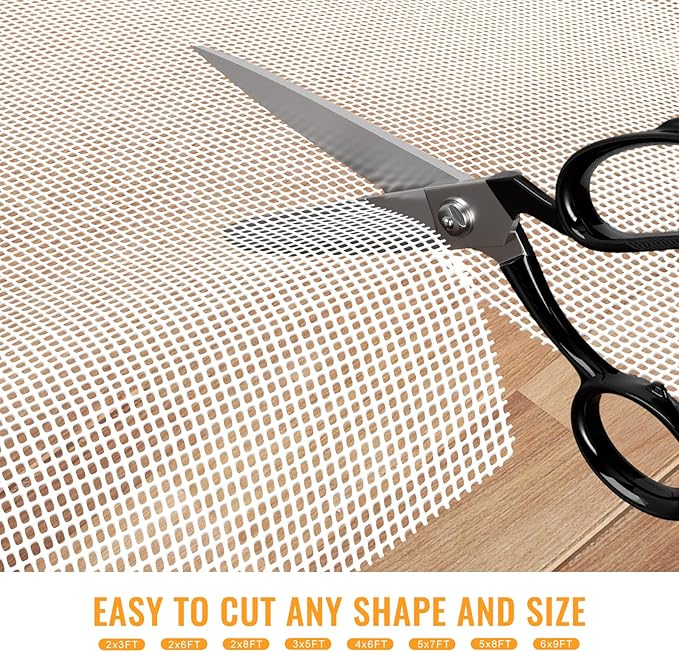 Silicone Non-Slip Rug Pad, Anti Skid Thin Area Rug Pad Gripper, Under Carpet Rug Mats for Hardwood Surface Floors, Keep Rugs in Place-3x5 Ft