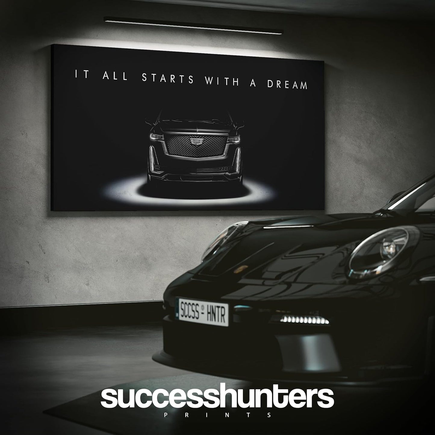 Motivational Wall Art for Office, Super Car Art Canvas, Inspirational Automotive Decor for Cadillac Escalade V Sportscar Lovers, Motivational Wall Decor for Office and Home, Car Poster (20" x 40" in)