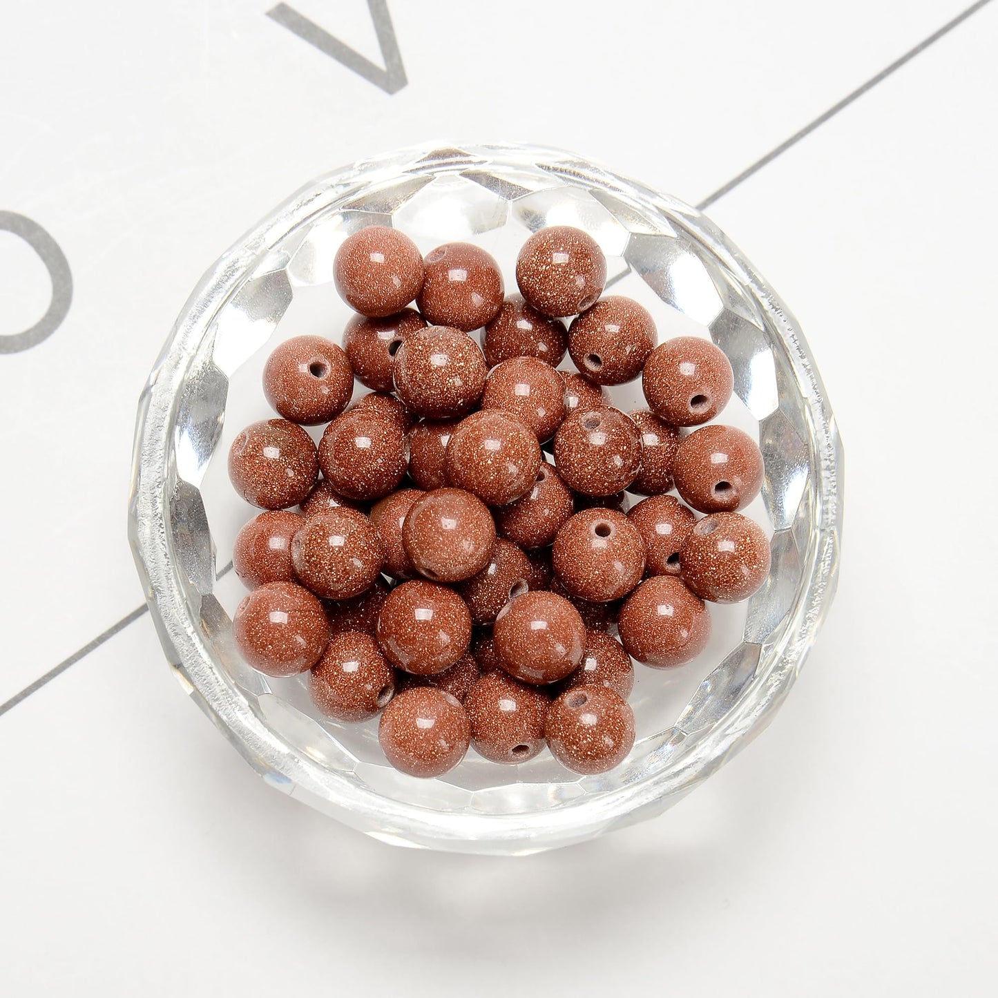 Land Long 120pcs(2 Strand/Set) 6mm Goldstone Beads with Energy Power, Smooth Round Sand Stone Beads for Jewlery Bracelets Earrings Making DIY