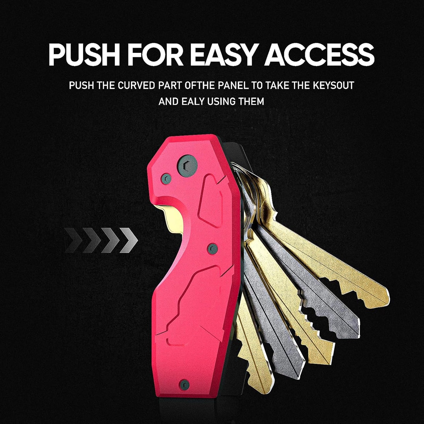 Zeeker Compact Key Organizer Keychain with Built-in Tools – Holds 1-6 Keys, Includes Bottle Opener, Hex Wrench, and Serrated Cutter – Minimalist Key Holder for Men and Women (Red)