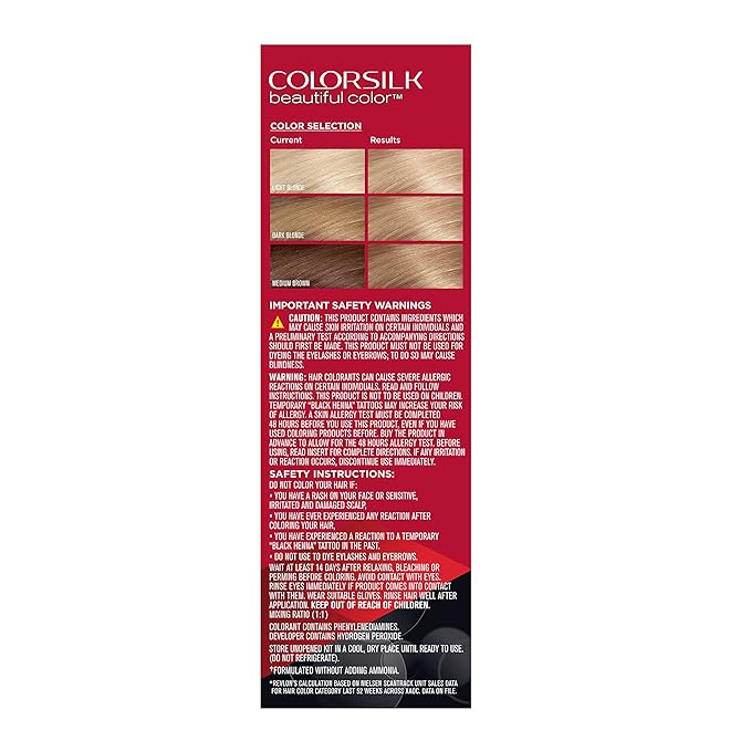 Revlon ColorSilk Permanent Hair Color, 100% Gray Coverage Dye Kit, Ammonia-Free, Keratin and Amino Acids, Blonde Shades, 73 Champagne Blonde (Pack of 3)