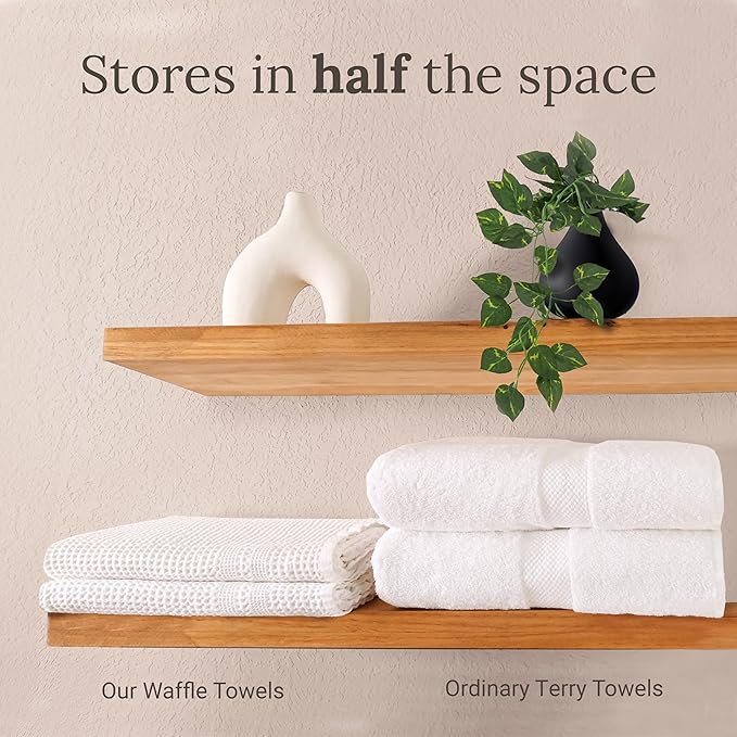 GILDEN TREE Waffle Hand Towels for Bathroom Quick Dry Towel Super Absorbent Thin 100% Cotton Lint Free, Hand Towels for Bathroom Set of 2, Classic Style (Pewter)