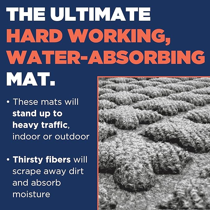 MATSINC Artisan Entry Front Door Mat - Rubber Back Indoor or Outdoor Entry Rug with Quadra Foil Design, Water Absorbing Rug, Made in The USA, 18" x 30", Slate