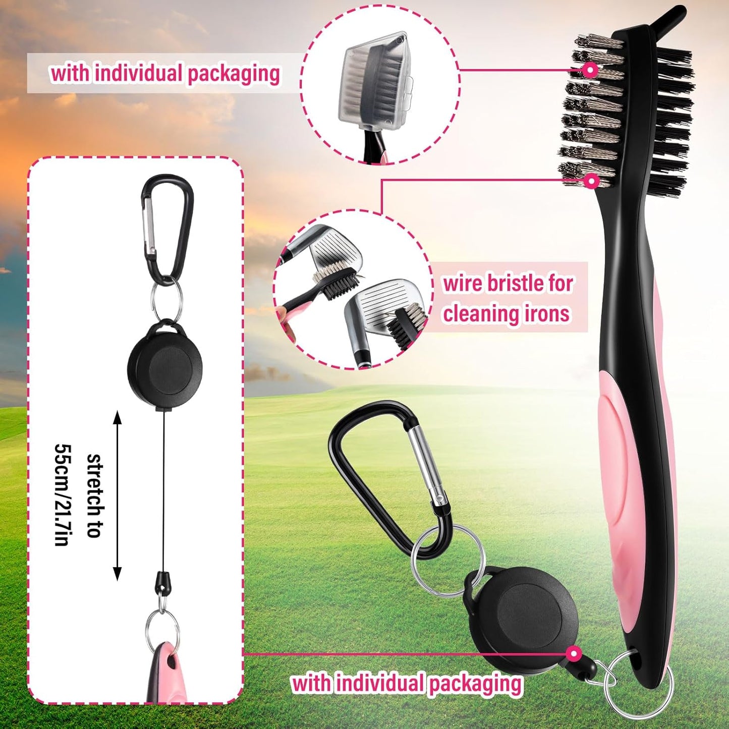 Liliful 12 Pcs Golf Accessories Kit, Include Golf Ball Bag with Hook Towel Tees Magnetic Ball Marker Divot Tool Cleaner Brush for Women Man Gifts