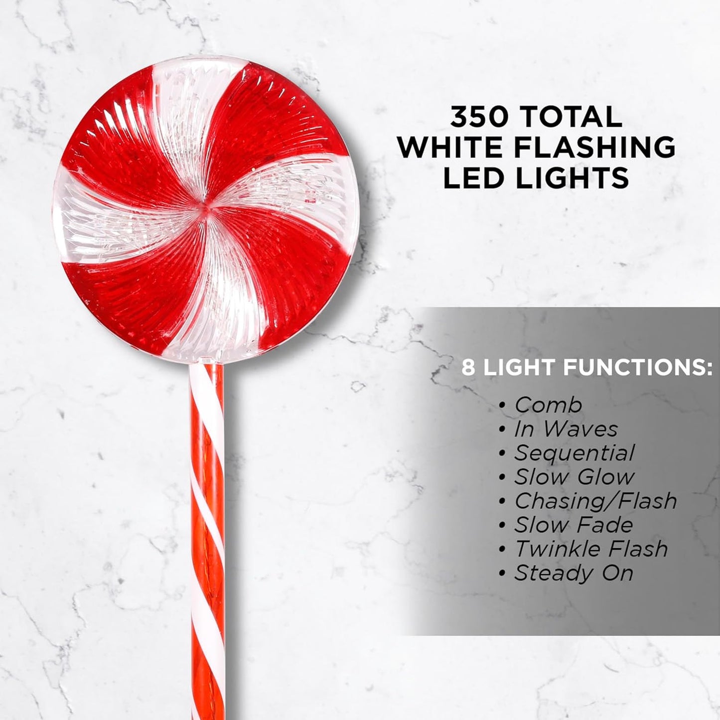 Alpine Corporation | 28" H Outdoor Candy Cane Pathway Christmas Stakes — Set of 3 with Multi-Function Red & White LED Lights — Festive Holiday Yard Decor