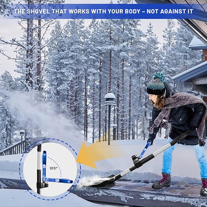 Foldable Snow Shovel,Ergonomic Snow Shovel with Dual D-Handle, No Tools Quick Assembly,Lightweight Shovel for Car Emergency, Garden, Car Garage, Home Sidewalk and Camping,40"