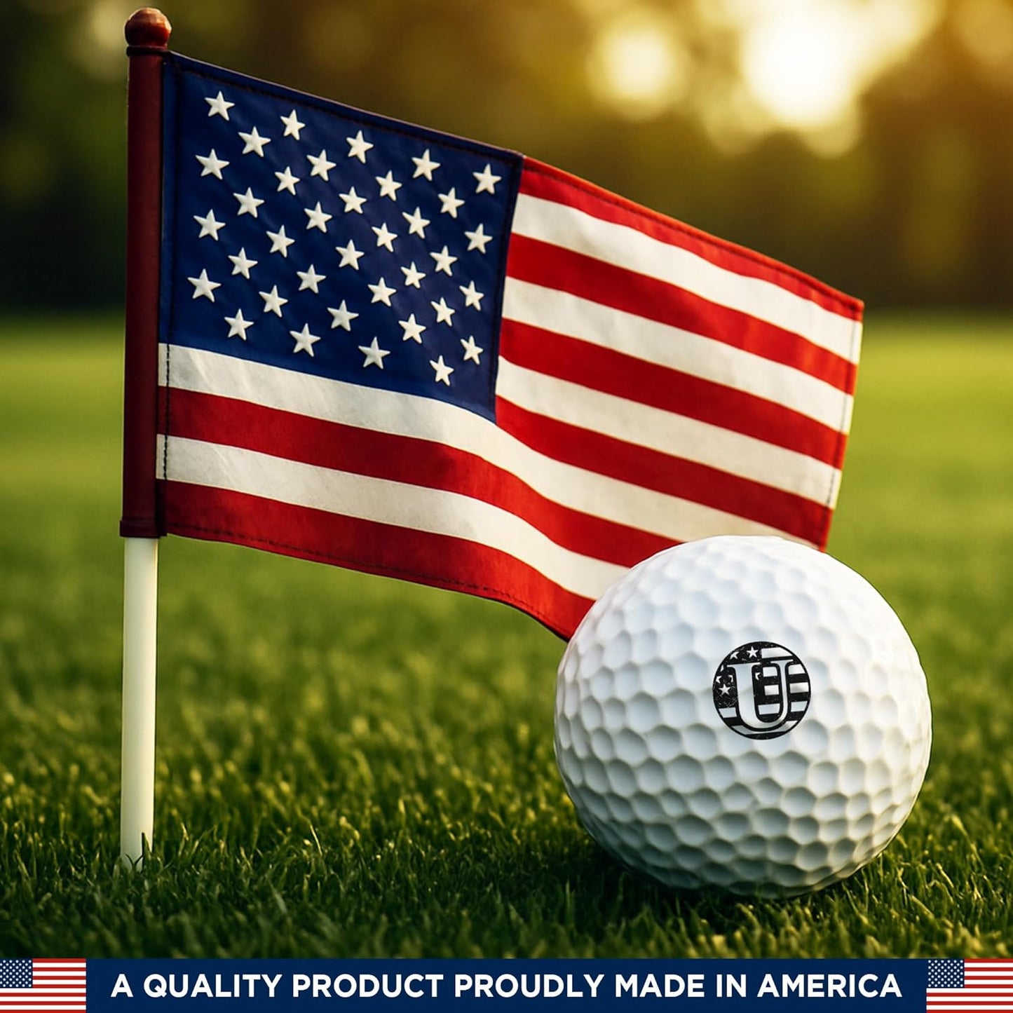 Personalized Golf Ball Marker with TiteSeal™ Technology - Gold Case - Metallic Box with Golf Ball Stamp + Refill Ink Bottle Bundle