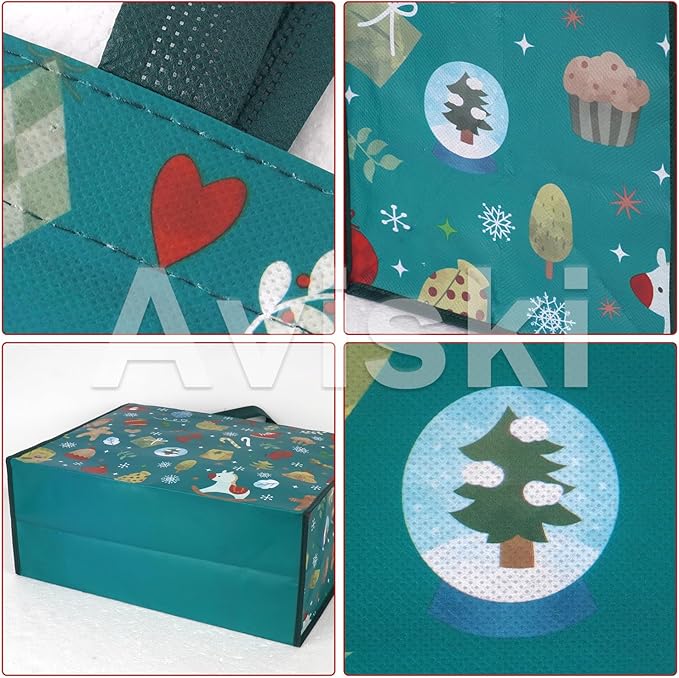 Aviski 3PCS Giant Christmas Gift Bags, Assorted Sizes, Heavy Duty Tote Grocery Treat Sewing Non-Woven Jumbo Bags with Handles for Gifts Wrapping Shopping, Xmas Party Supplies