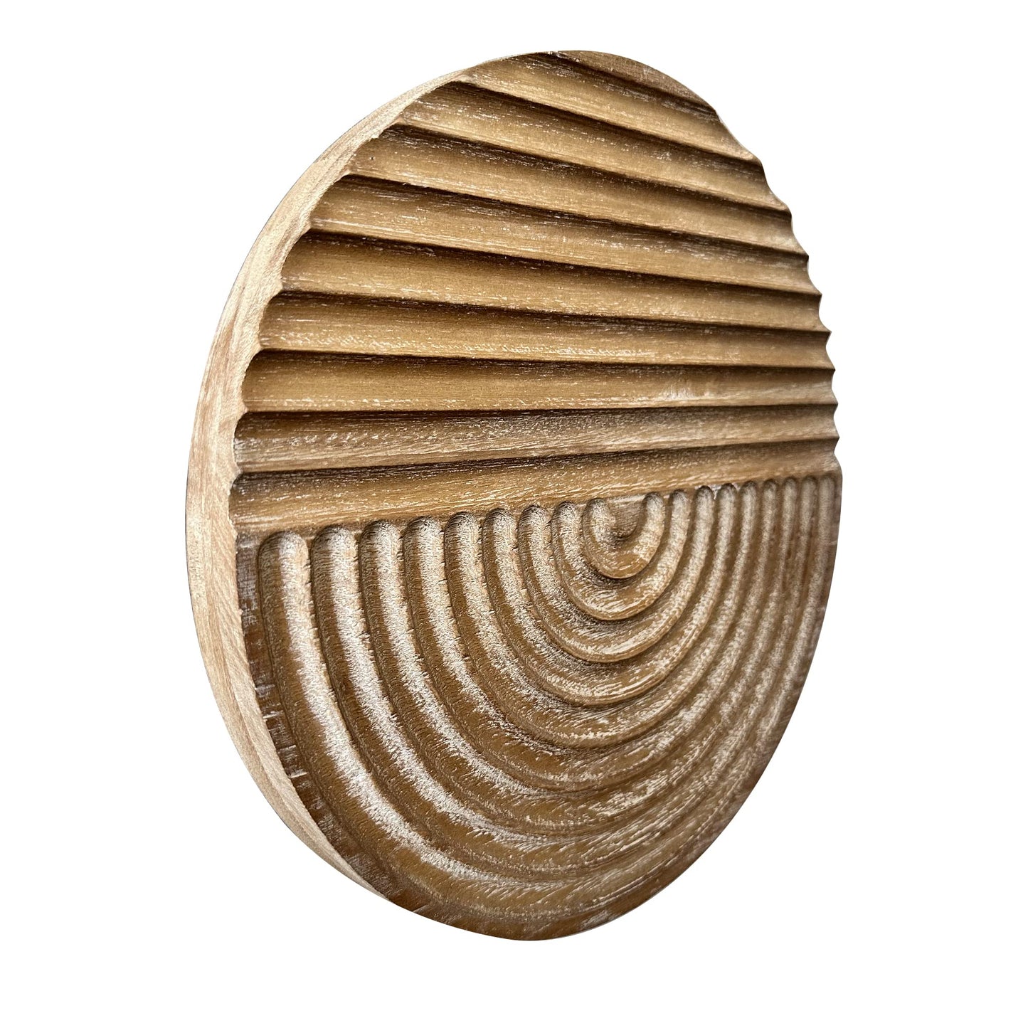 Musanpou Hand-carved Wood Wall Decor featuring Artistic Round Design for Farmhouse and Country-style Interiors | Wall Art Decoration | 11.8 inches x 11.8 inches (Natural)