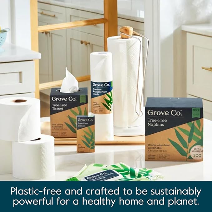 Grove Co. Bamboo Toilet Paper Tree Free & Septic Safe Bath Tissue, Ultra Soft, Durable, & Absorbent 3 Ply Sheets (1 Roll = 44.4 sq ft) Bulk Toilet Paper (Pack of 18 Rolls)
