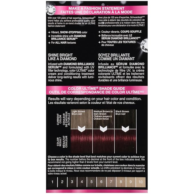 Schwarzkopf Color Ultime 4.2 Mahogany Red Hair Dye, Permanent Intense Red with Diamond Brilliance, Fade-Resistant, Covers Grays, All Hair Textures