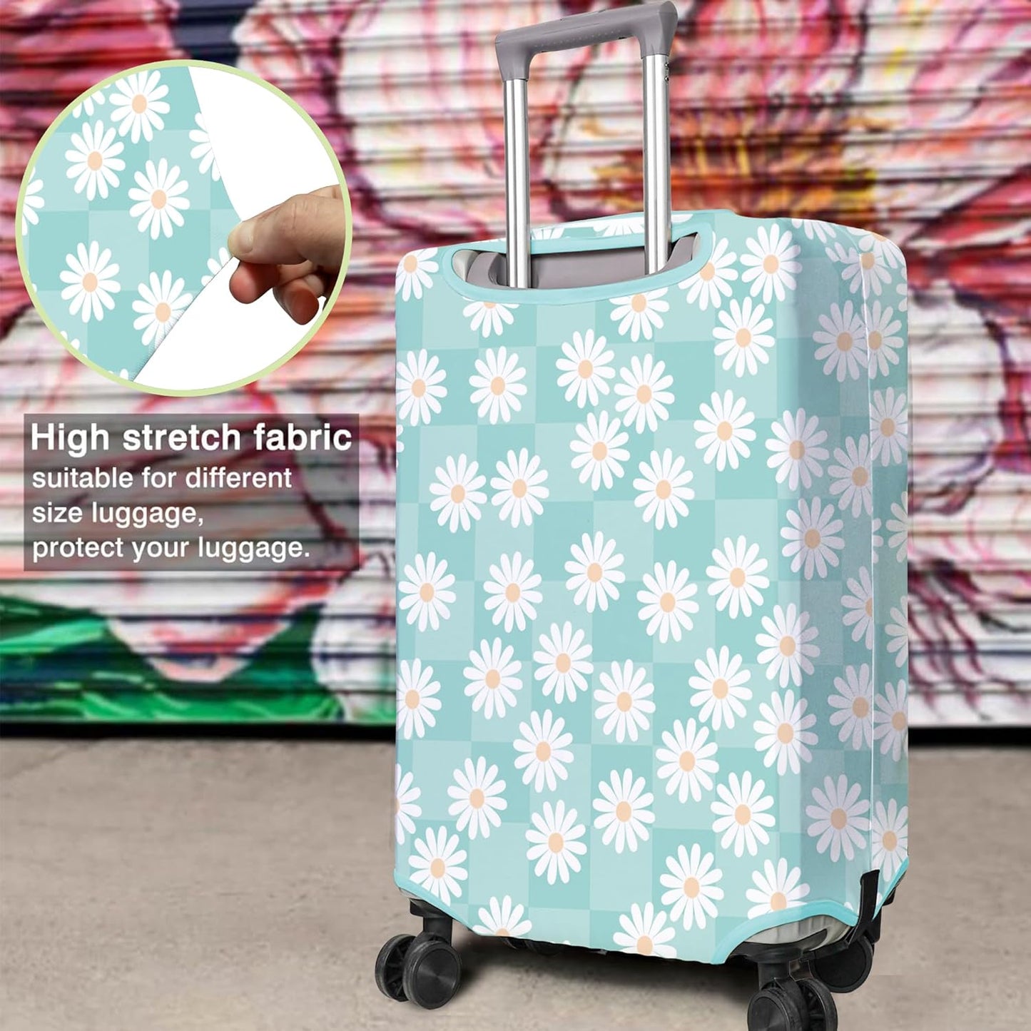 Travel Luggage Cover Suitcase Protector Fits 18-32 Inch Wheel Covers PatternedTravel Related Items Flower Luggage Protector Elastic L