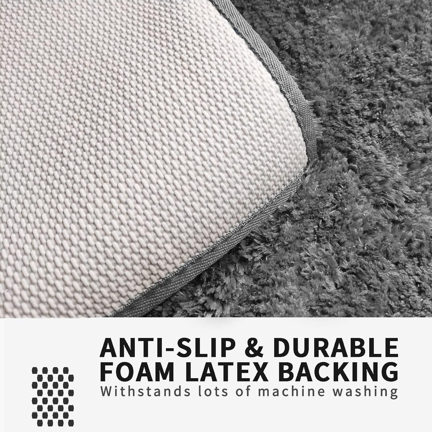 FIFU Bathroom Rugs 24" W x 36" L, Bath Mat for Bathroom, Bedroom, Laundry Room & Kitchen, Non-Slip Rubber Latex Backing, Extra Soft and Absorbent Microfiber Carpet, Machine Washable Rug, Dark Gray