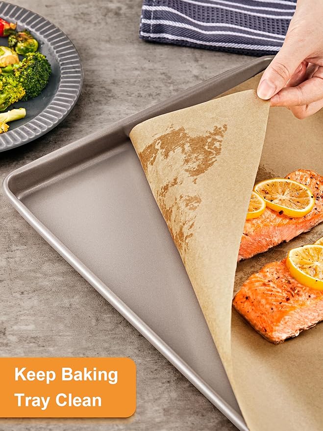 SMARTAKE 120Pcs Parchment Paper Sheets, 16x24 Inch Pre-Cut Parchment Paper for Baking, Non-Stick Baking Paper, Natural Wood Pulp, for Air Fryer Steaming Grilling Rack Oven (Unbleached)