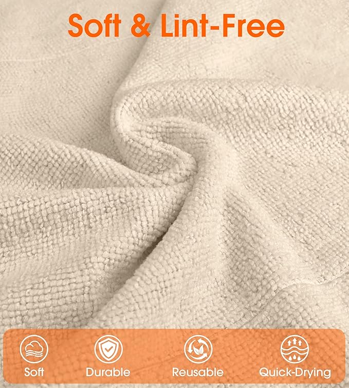 Microfiber Cleaning Cloth Roll–100 Pack, Tear Away Microfiber Towels, Reusable, Washable, Scratch-Free, Kitchen Towels for Car, Home, Kitchen, Glass, Dishes(Desert Gold)