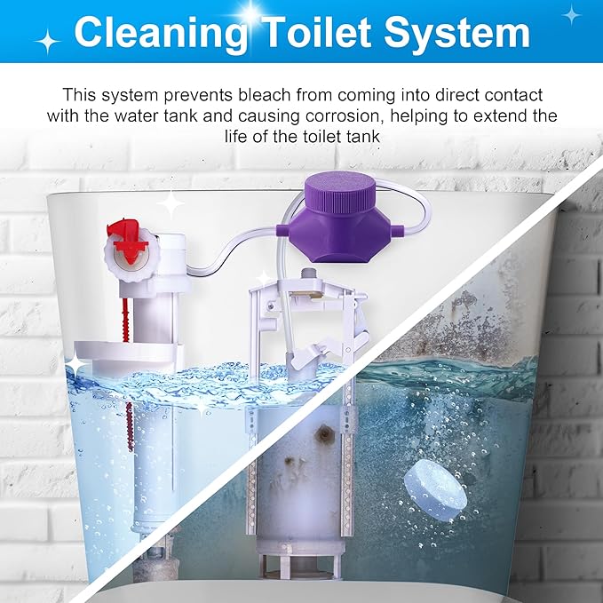 Meonum 2 Pack Toilet Cleaner System, Automatic Toilet Cleaner, Self Cleaning Bathroom Water Tank System for Automatic Remove Stains Mark Odors from Water Tank Septic, Upgraded Version