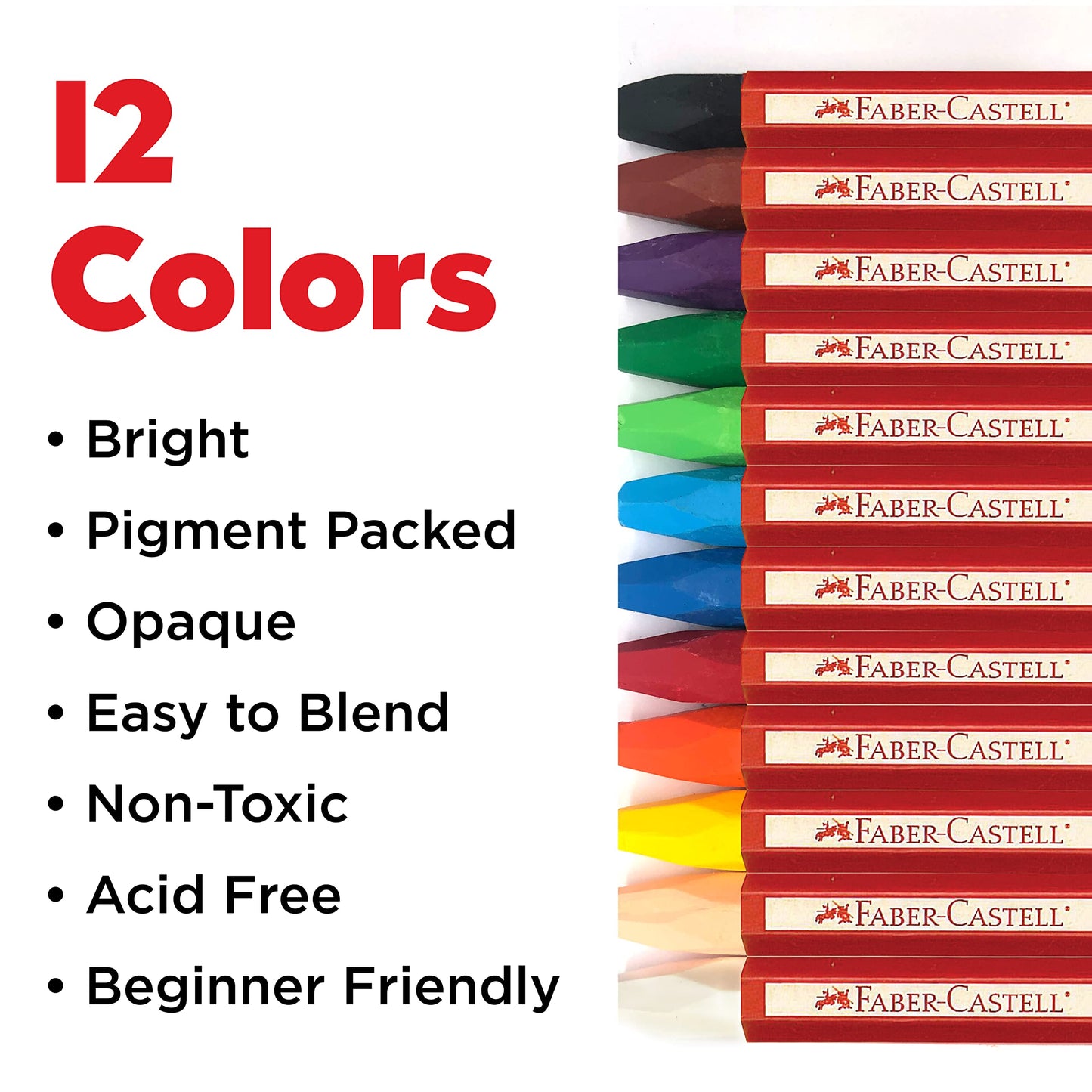 Faber-Castell - Oil Pastels School Pack - Premium Art Supplies For Kids (24 Each of 12 Colors) (288 Count)