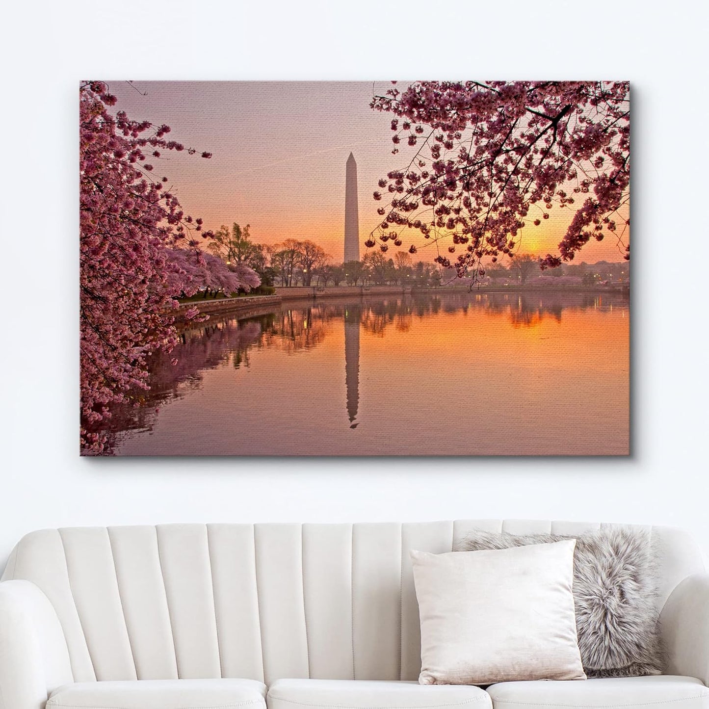 Canvas Prints Wall Art - Cherry Blossom Festival at The National Mall Washington, DC | Modern Wall Decor/Home Art Stretched Gallery Wraps Giclee Print & Wood Framed. Ready to Hang - 24" x 36"