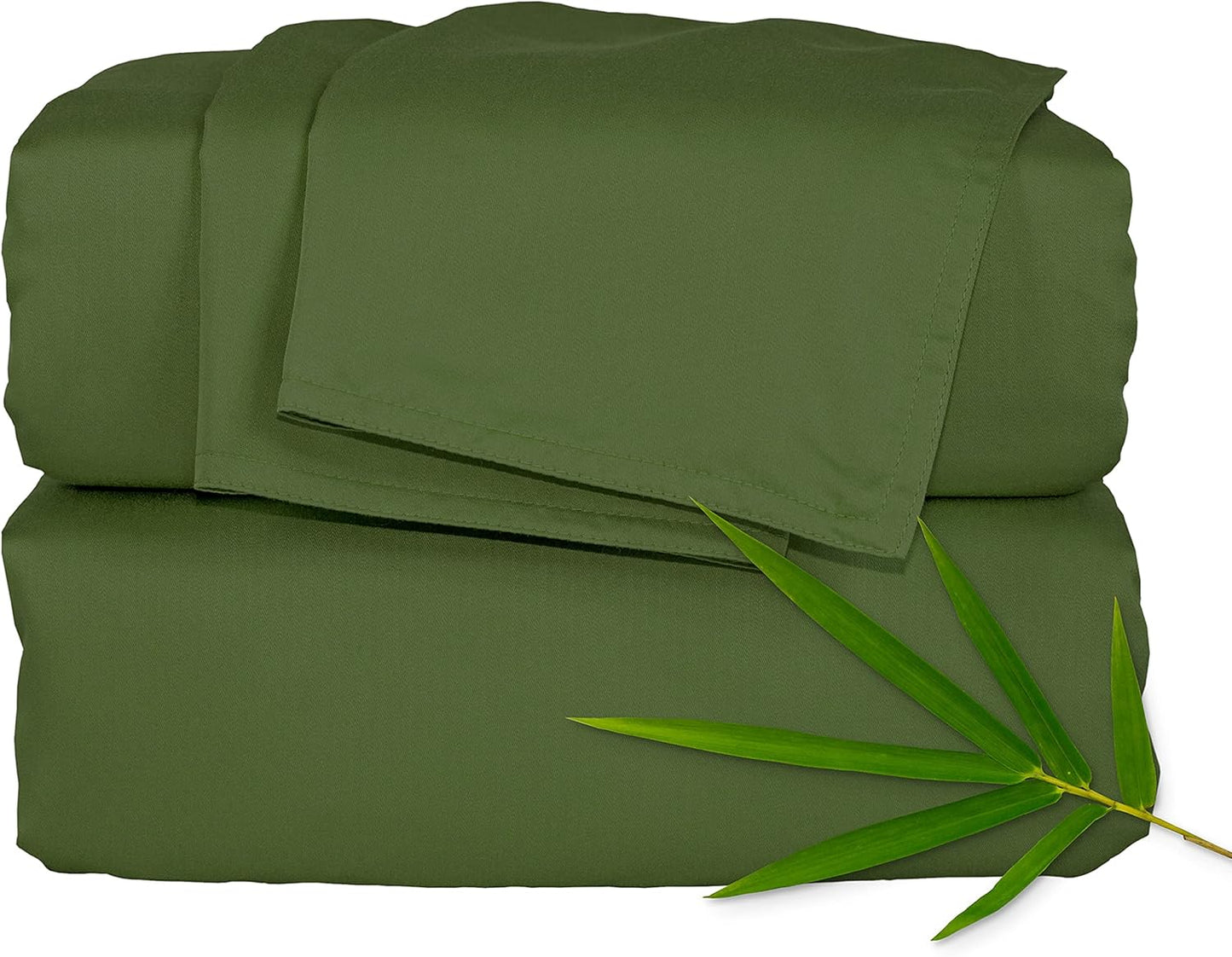 Twin Sheets by Pure Bamboo, Genuine 100% Organic Viscose Derived from Bamboo Bed Sheet Set, Luxuriously Soft & Cooling, Double Stitching, Lifetime Quality Promise (Twin, Pesto)