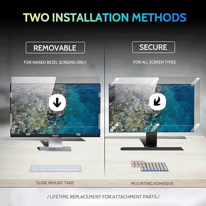 [2-Pack] 22 Inch Privacy Screen for Computer Monitor 16:10 Aspect Ratio, Eye Protection Anti Blue Light Glare Shield, 22inch Removable Black Blackout Anti Spy Desktop Security Private Filter