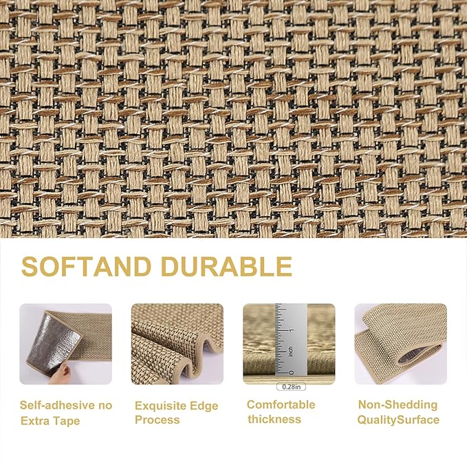 Stair Treads Non Slip, 15 Pack 8" X 30" Beige Stair Runners for Wooden Steps Non Slip with Reusable TPE Adhesive Backing, Carpet Stair Treads for Kids Elders and Pets, Machine Washable, Anti-Fall