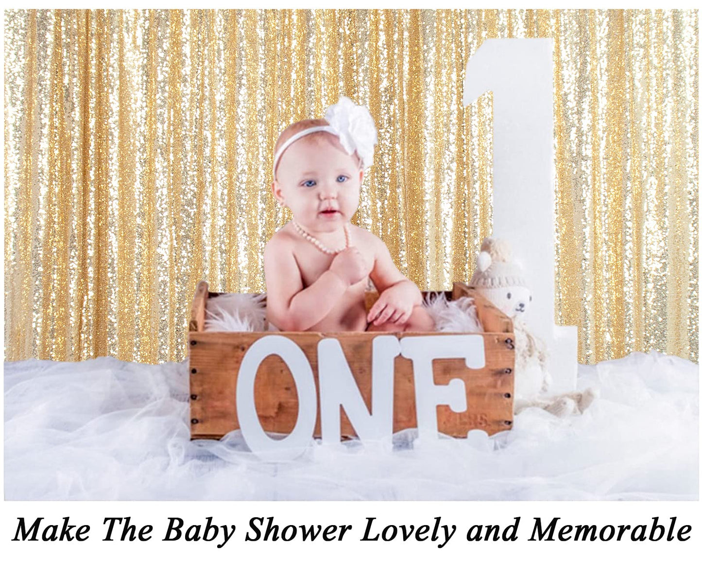 ShinyBeauty Champagne Gold Sequin Backdrop 10x10 - Sparkly Photography Background for Weddings, Birthdays, Photo Booths, Events | Shimmer Curtain for Stunning Visuals & Party Decor (Champagne Gold)