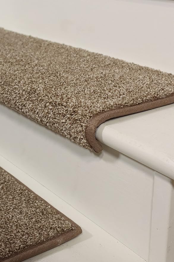 Oak Valley Designs™ Rounded Bullnose Carpet Stair Treads - Anti Slip Indoor Stair Mats for Wooden Stairs, Style: Stoney Brook, Dove 35" W X 9.75" D (Set of 14)