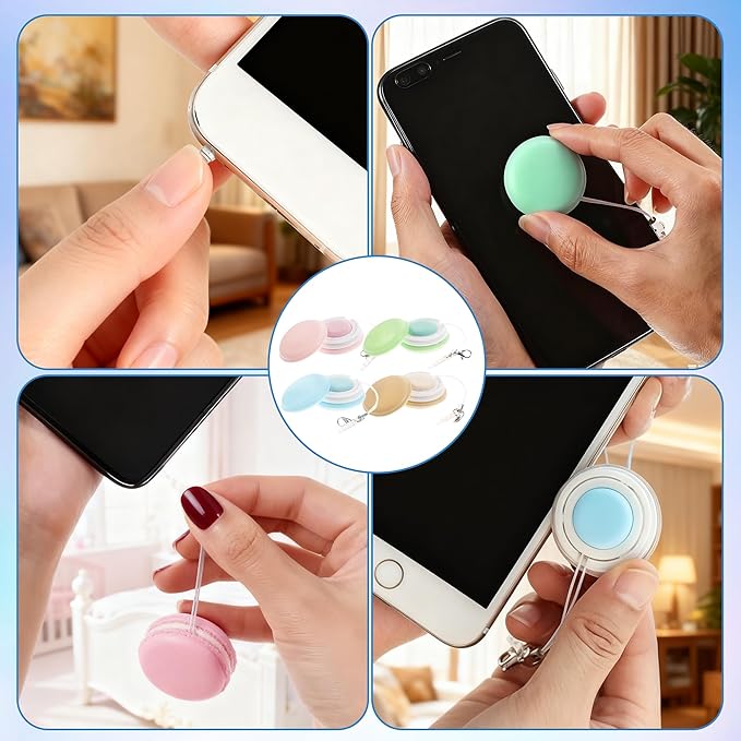 Macaron Phone Screen Cleaner, 2026 New Portable Mobile Phone Screen Wipe, Multifunctional Screen Eyeglasses Brush Cleaner for Travel or Office (12 Pcs)