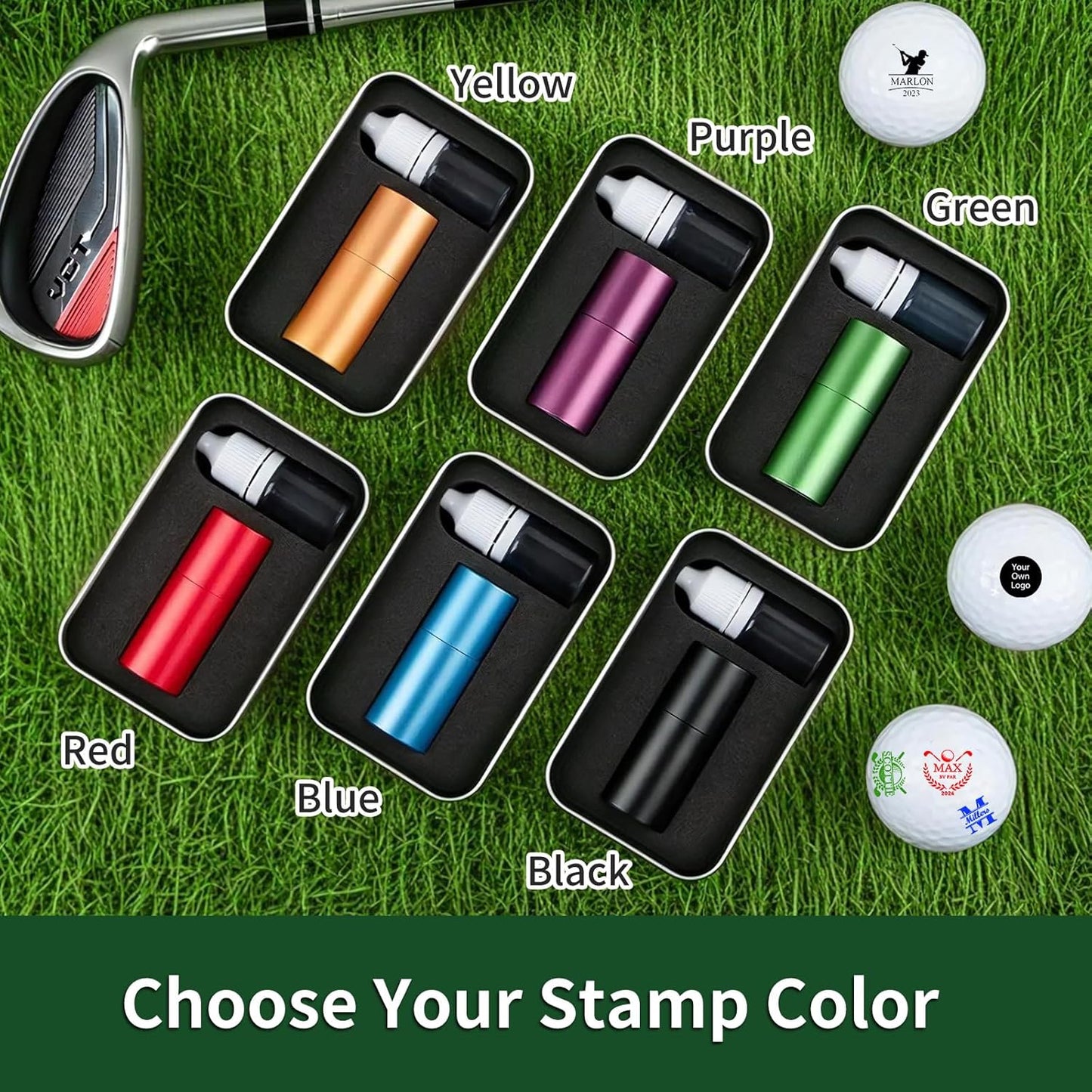 Personalized Golf Ball Stamp with Metal Storage Case, Custom Name Reusable Golf Ball Marking, Golf Accessories, Gifts for Golf Lovers, Golfers, Dad, Husband, Father's Day Birthday